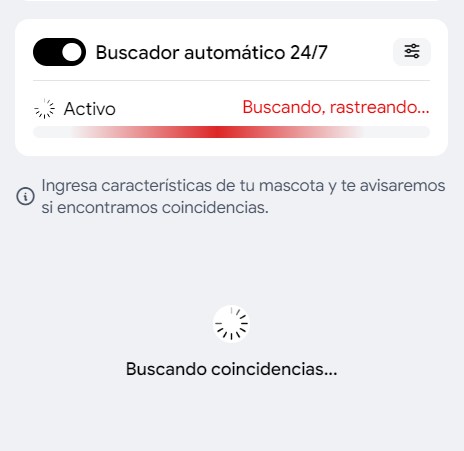 Centinela IA de Huellitas analizando coincidencias de mascotas perdidas